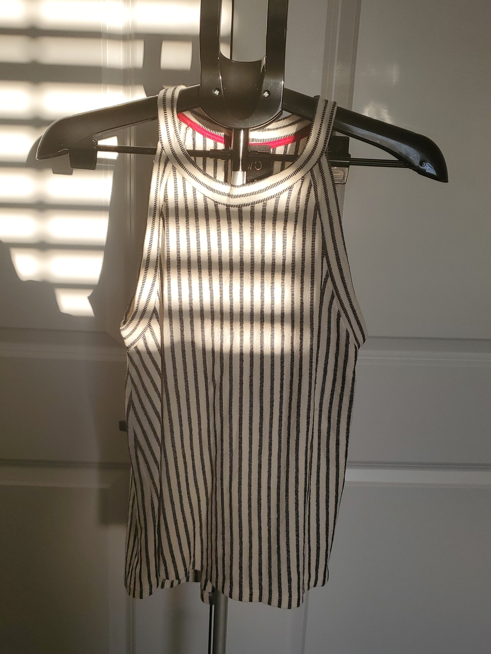 W5 Black and White Vertical Stripe Ribbed Tank